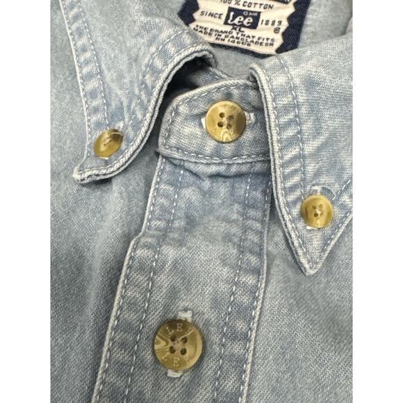 Vintage Lee Denim Collection Blue Chambray XL Gaucho Embroidered Patch LS Shirt - Picture 2 of 8